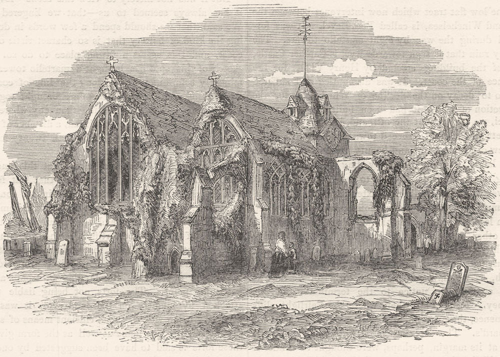 SUSSEX. Winchelsea Church 1850 old antique vintage print picture